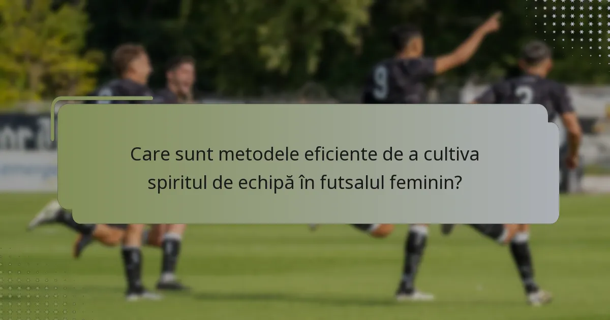 Care sunt metodele eficiente de a cultiva spiritul de echipă în futsalul feminin?