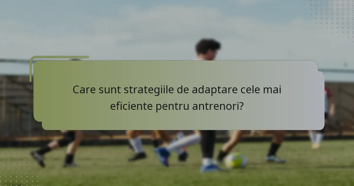 Care sunt strategiile de adaptare cele mai eficiente pentru antrenori?