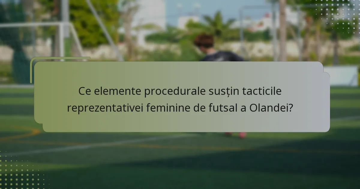 Ce elemente procedurale susțin tacticile reprezentativei feminine de futsal a Olandei?
