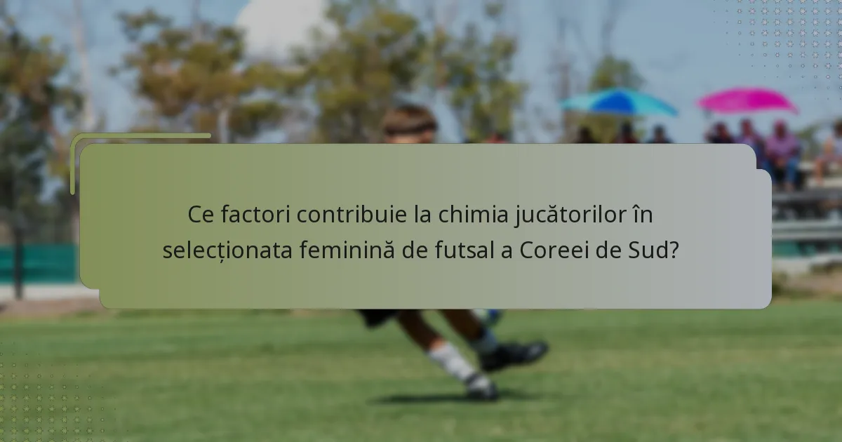 Ce factori contribuie la chimia jucătorilor în selecționata feminină de futsal a Coreei de Sud?
