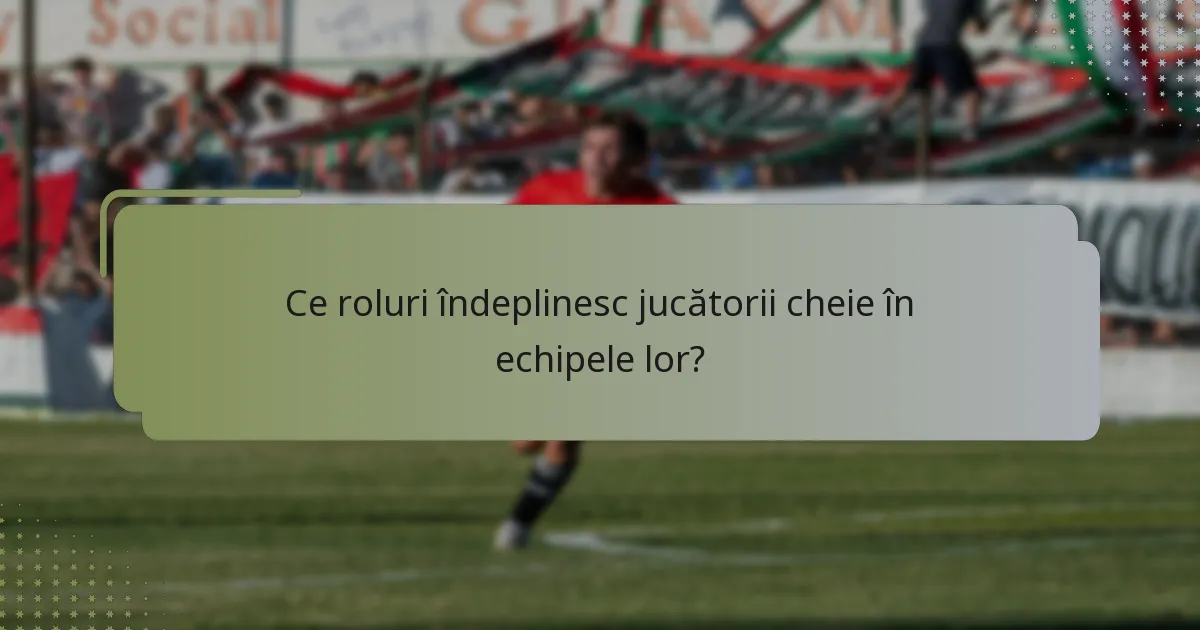 Ce roluri îndeplinesc jucătorii cheie în echipele lor?