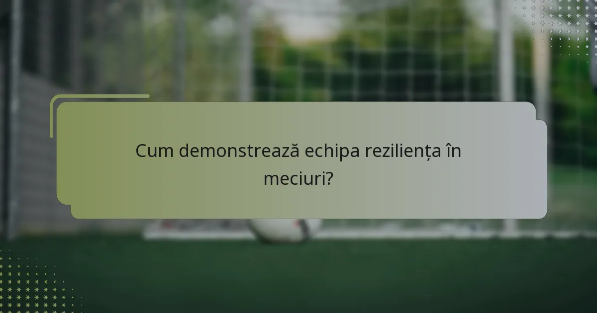 Cum demonstrează echipa reziliența în meciuri?
