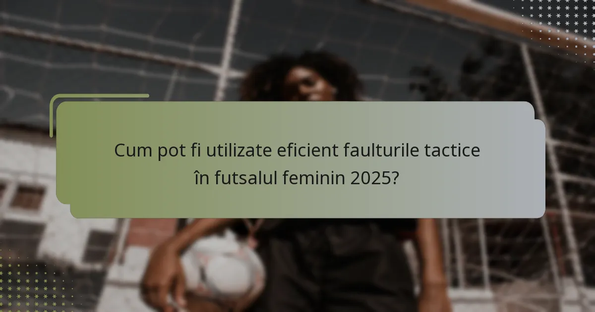 Cum pot fi utilizate eficient faulturile tactice în futsalul feminin 2025?